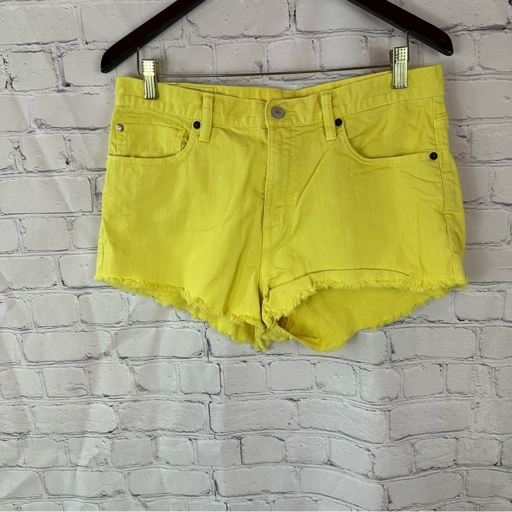 Denim & Supply Ralph Lauren Yellow Jean Shorts vintage cut off Frayed Hem sz 30